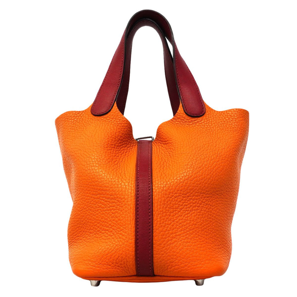 Hermes Handbag Picotin Lock Touch PM Taurillon Clemence Swift Orange Rouge — view 9