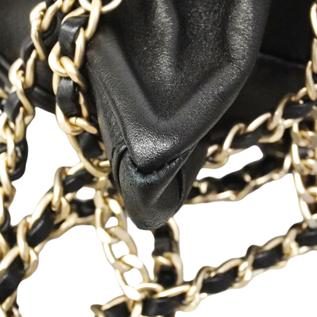 Chanel Chain Tote Lambskin Black Champagne Gold — view 7