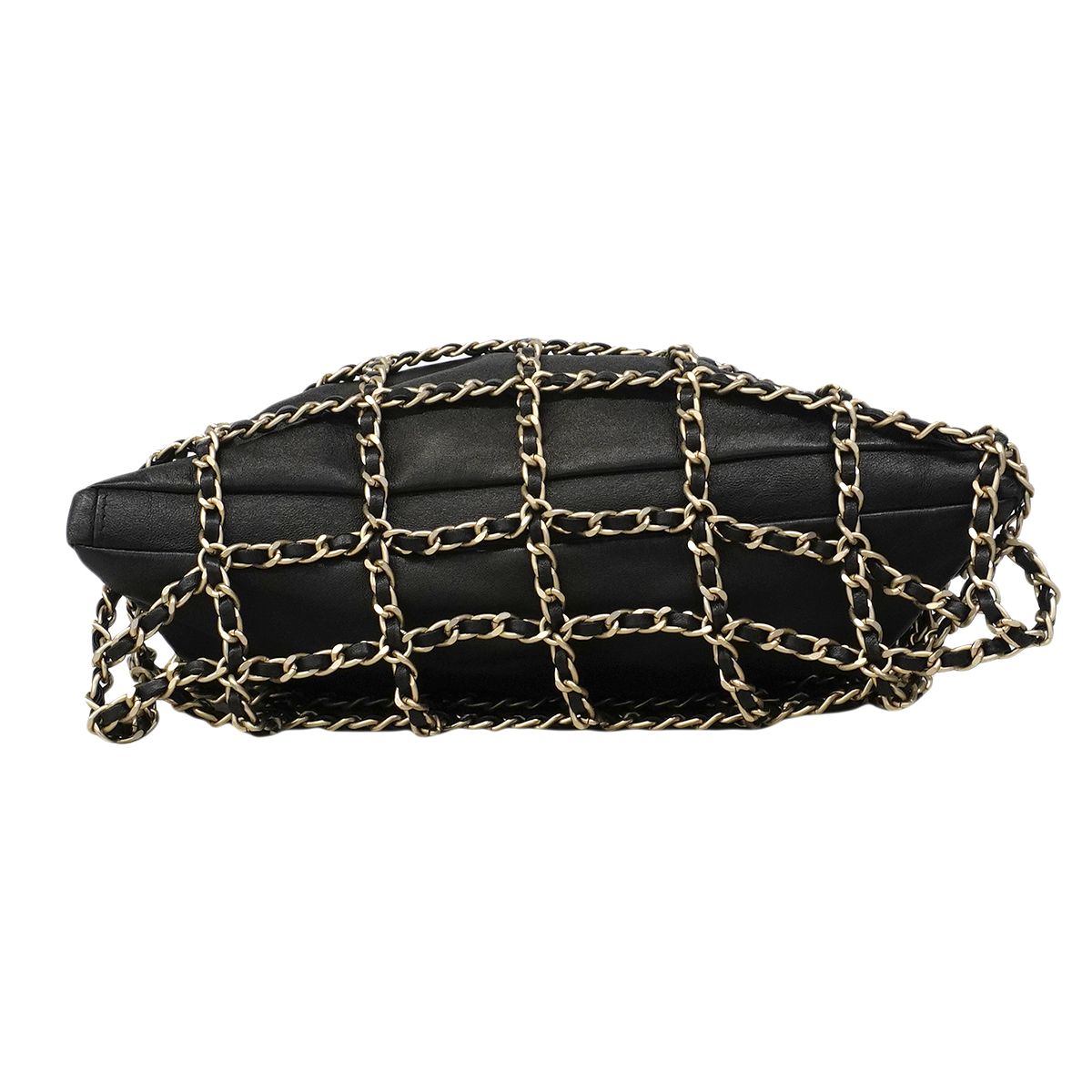 Chanel Chain Tote Lambskin Black Champagne Gold — view 3