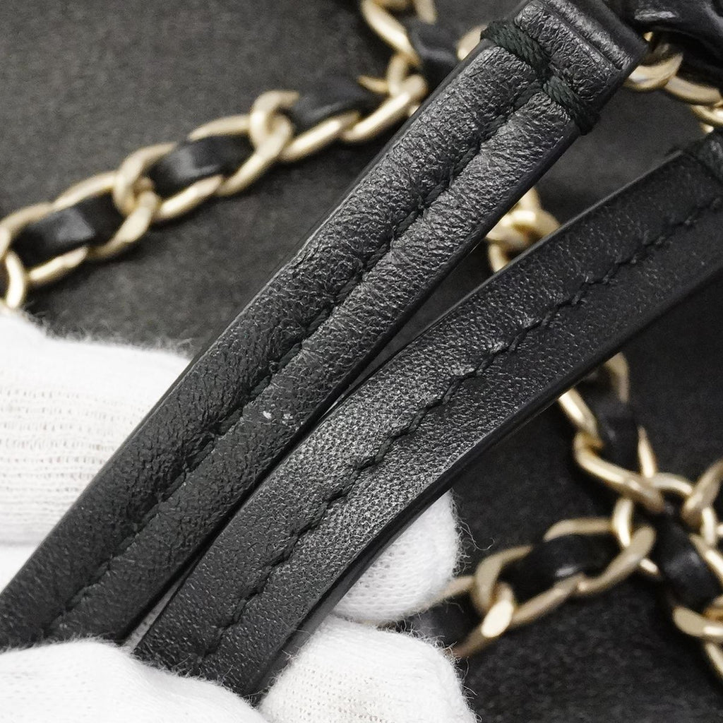 Chanel Chain Tote Lambskin Black Champagne Gold — view 8