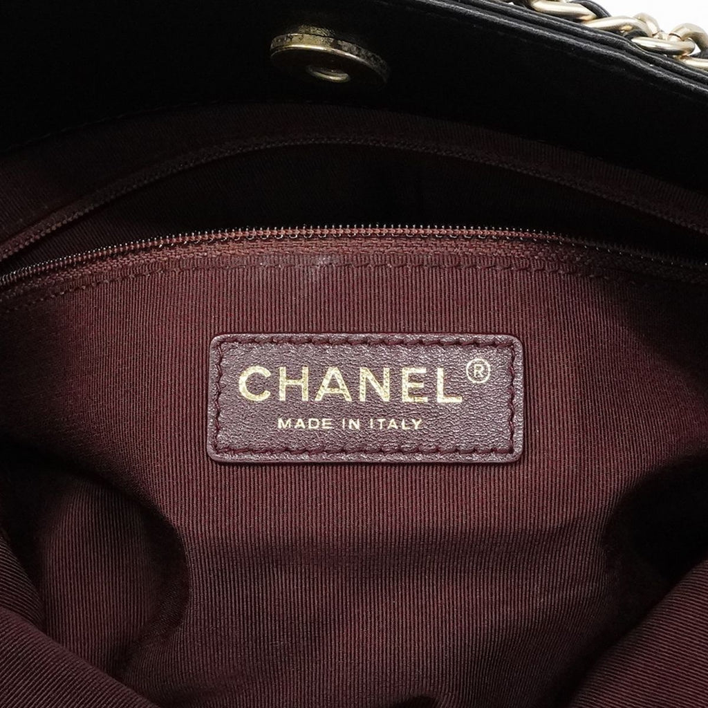 Chanel Chain Tote Lambskin Black Champagne Gold — view 5