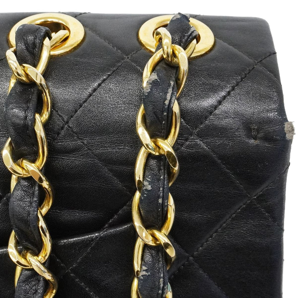 Chanel Shoulder Bag Deca Quilted Lambskin Black Gold — view 8