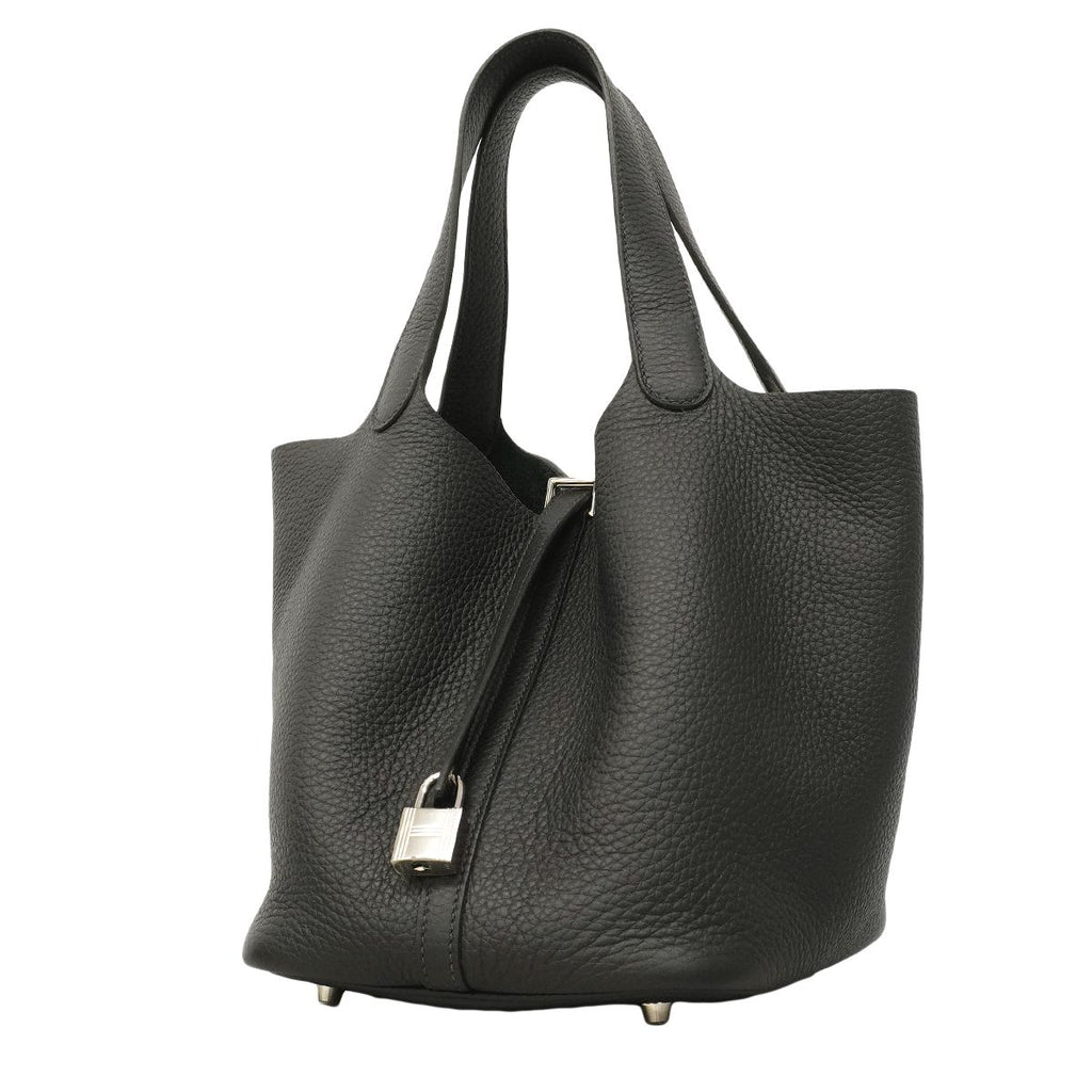 Hermes Handbag Picotin Lock MM Taurillon Clemence Caviar Silver