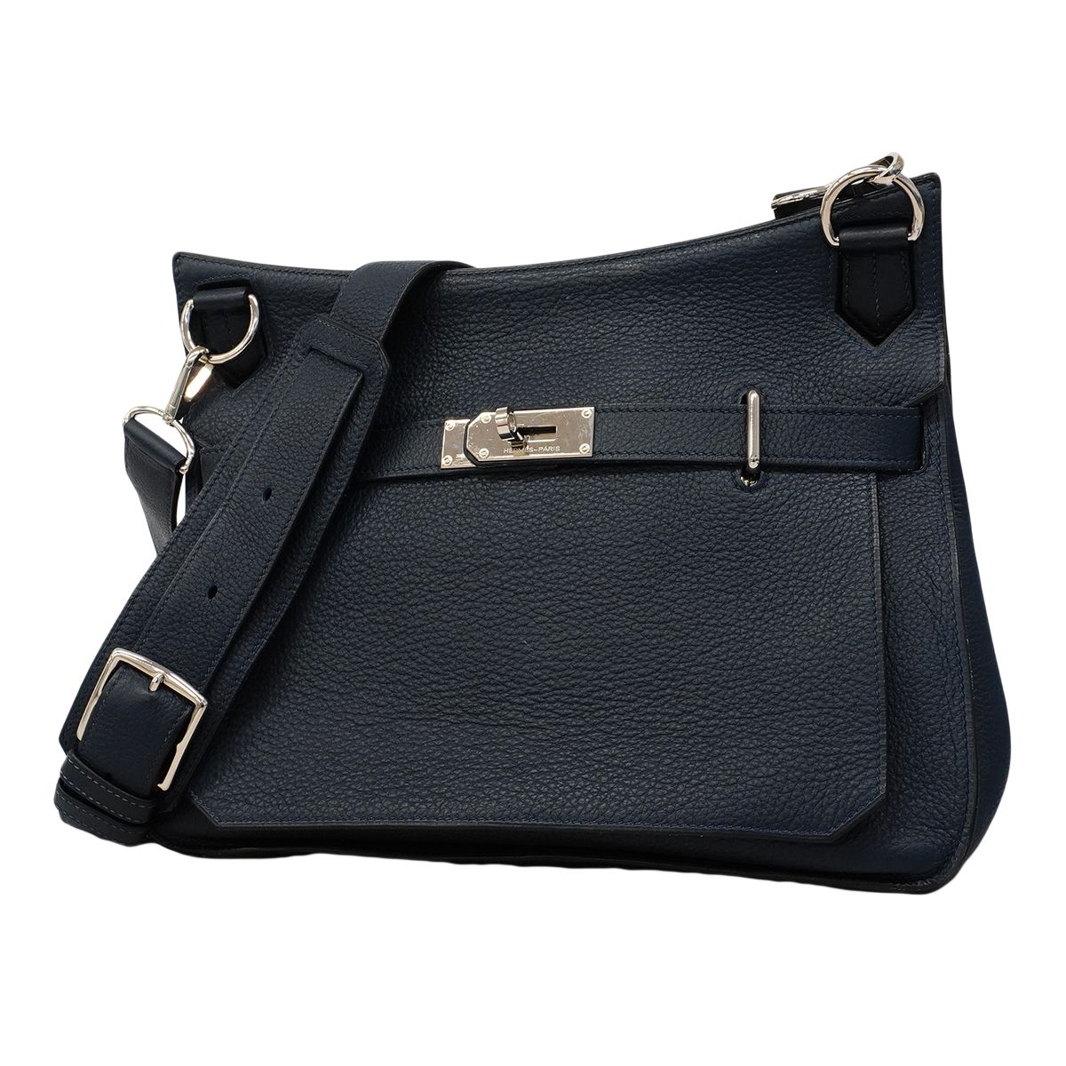 Hermes Shoulder Bag Gipsiere 34 Taurillon Clemence Blue Obsquille Silver