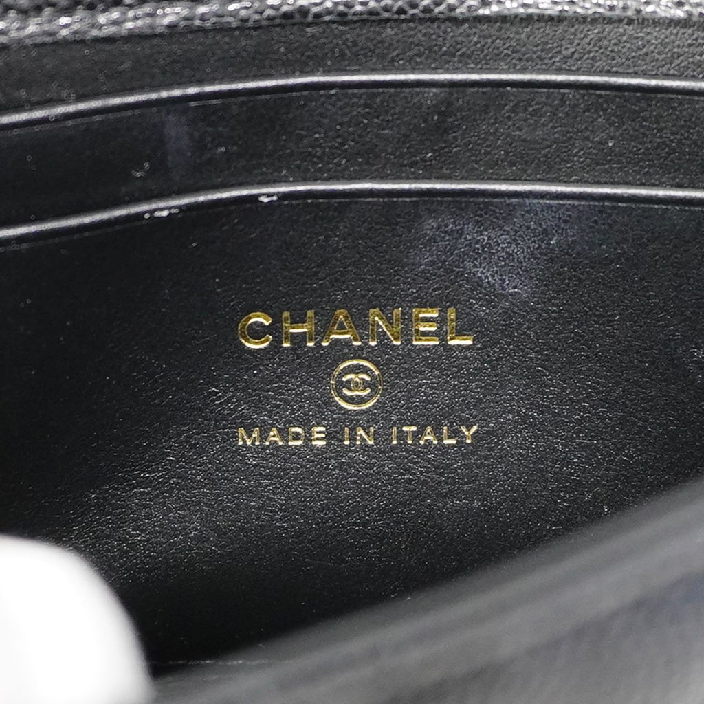 Chanel Handbag Quilted Caviar Leather Black Champagne Gold 2-Way — view 5