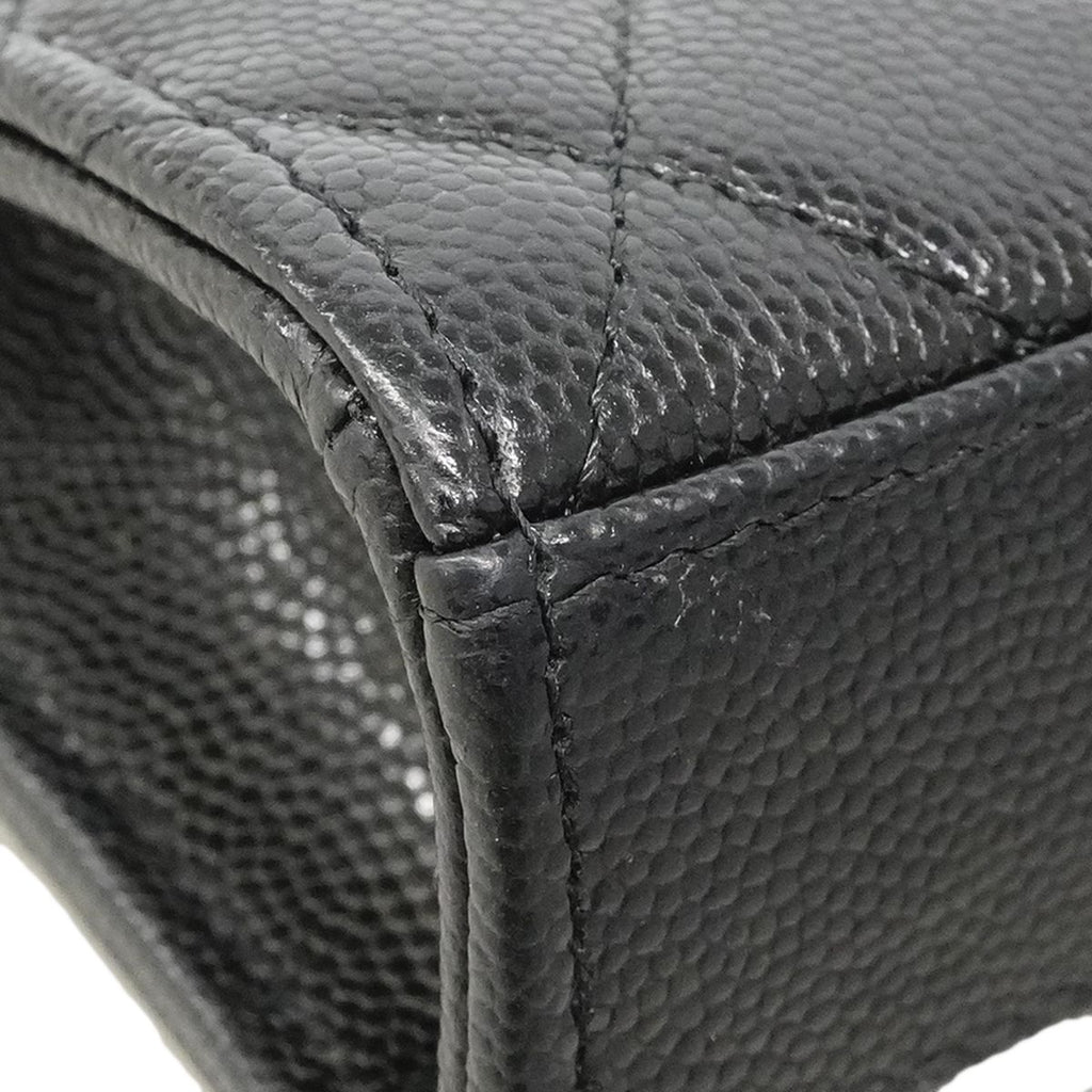 Chanel Handbag Quilted Caviar Leather Black Champagne Gold 2-Way — view 6