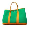 Hermes Tote Garden Party PM Toile Officier Green Sesame Silver