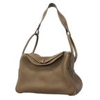 Hermes Handbag Lindy 34 Taurillon Clemence Etoupe Silver