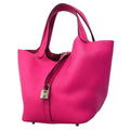 Hermes Handbag Picotin Lock MM Taurillon Clemence Rosepurple Silver