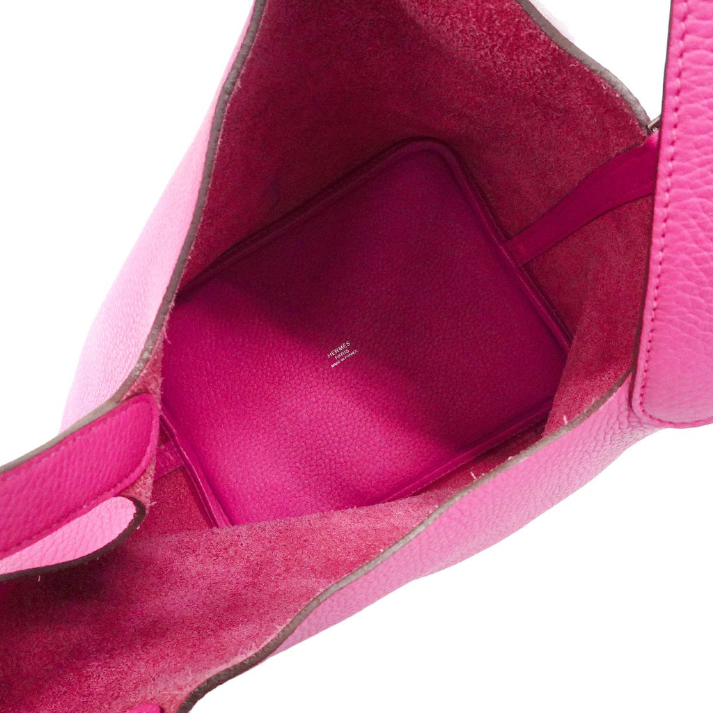 Hermes Handbag Picotin Lock MM Taurillon Clemence Rosepurple Silver — view 4