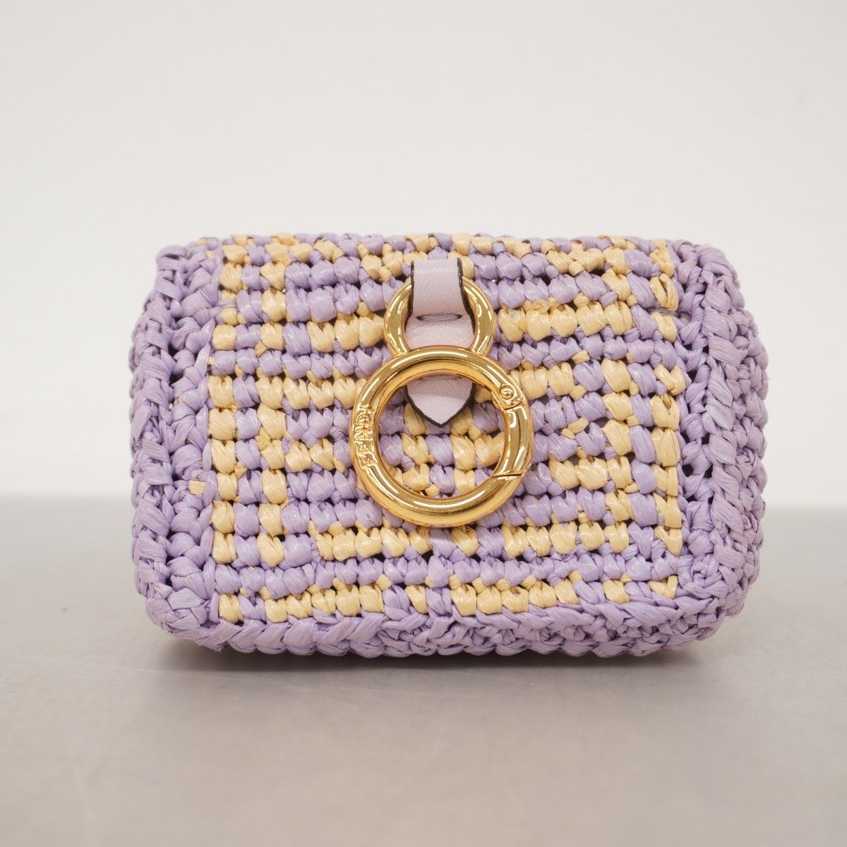 Fendi Shoulder Bag Nano Bucket Raffia Purple Gold — view 8