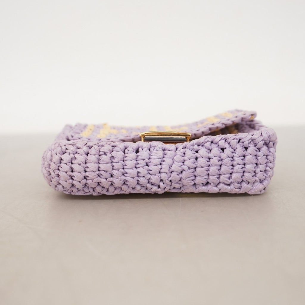 Fendi Shoulder Bag Nano Bucket Raffia Purple Gold — view 3