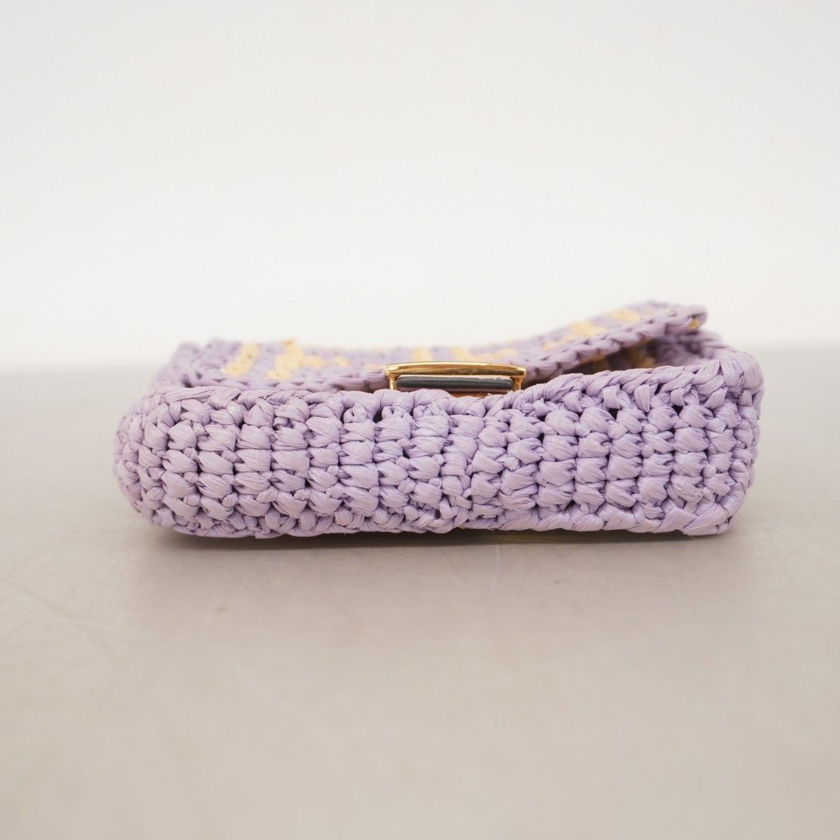 Fendi Shoulder Bag Nano Bucket Raffia Purple Gold — view 3