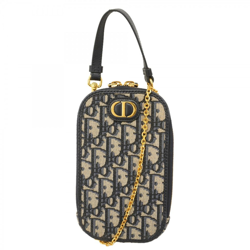 Dior Handbag Oblique 30 Montaigne Canvas Navy Gold 2-Way
