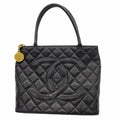 Chanel Tote Reissue Caviar Leather Black Gold