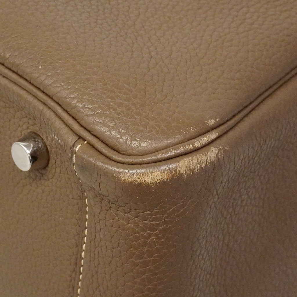 Hermes Handbag Lindy 30 Taurillon Clemence Etoupe Silver 2-Way — view 6
