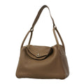 Hermes Handbag Lindy 30 Taurillon Clemence Etoupe Silver 2-Way