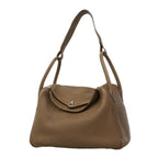 Hermes Handbag Lindy 30 Taurillon Clemence Etoupe Silver 2-Way