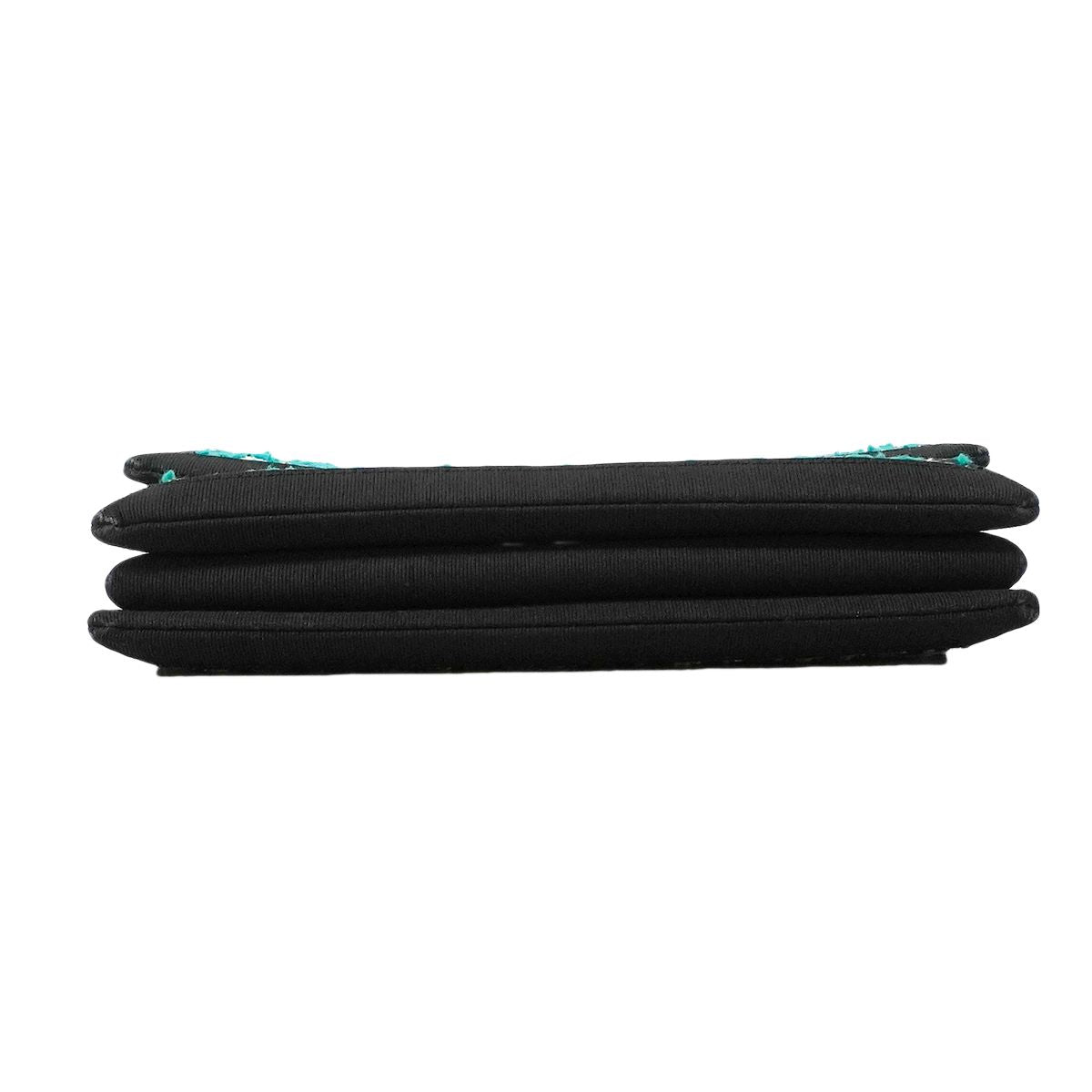 Chanel Shoulder Bag Nylon Tweed Black Peacock Blue — view 3
