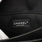 Chanel Shoulder Bag Nylon Tweed Black Peacock Blue — view 5