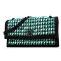 Chanel Shoulder Bag Nylon Tweed Black Peacock Blue