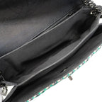 Chanel Shoulder Bag Nylon Tweed Black Peacock Blue — view 4