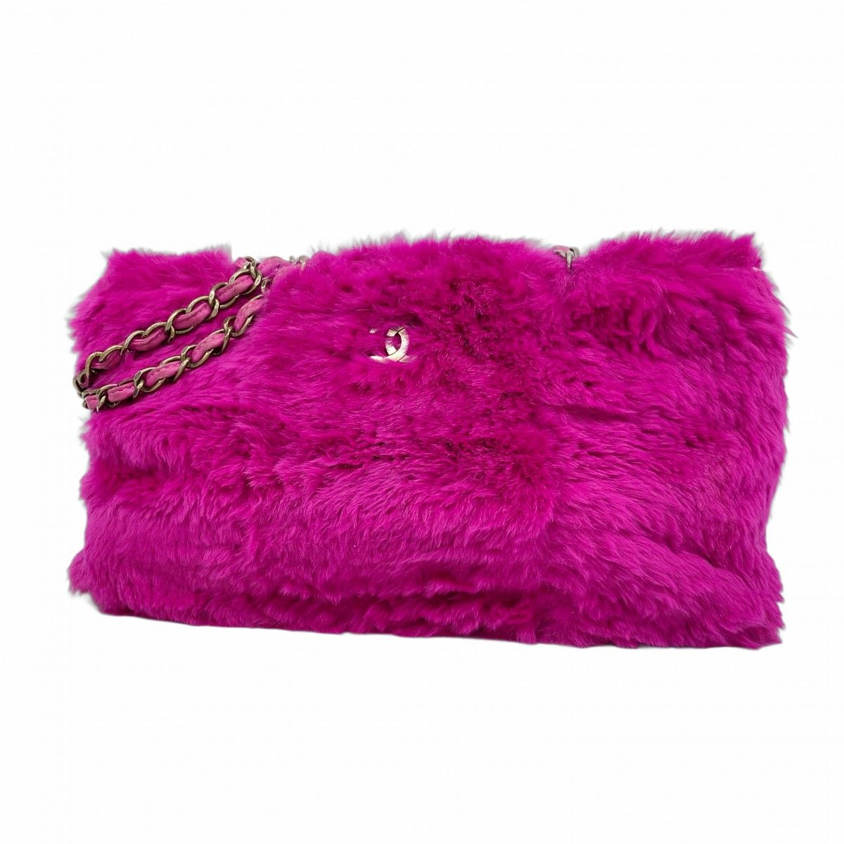 Chanel Shoulder Bag Fur Purple Gold