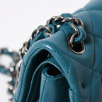Chanel Maxi Quilted 30 Double Flap Chain Shoulder Bag CC Logo Lambskin Turquoise — view 6