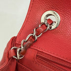 Chanel Shoulder Bag Stitch Chez Blanc Caviar Leather Red Silver — view 8