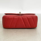Chanel Shoulder Bag Stitch Chez Blanc Caviar Leather Red Silver — view 3