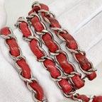 Chanel Shoulder Bag Stitch Chez Blanc Caviar Leather Red Silver — view 9