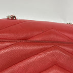 Chanel Shoulder Bag Stitch Chez Blanc Caviar Leather Red Silver — view 7
