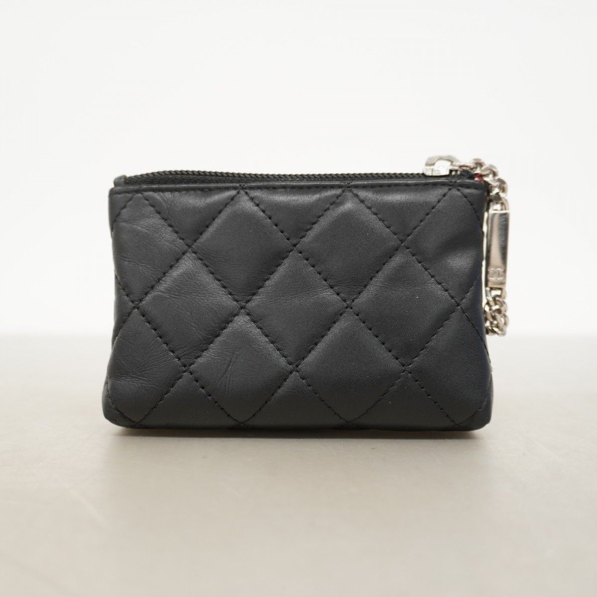 Chanel Coin Case Cambon Lambskin Black Silver — view 7