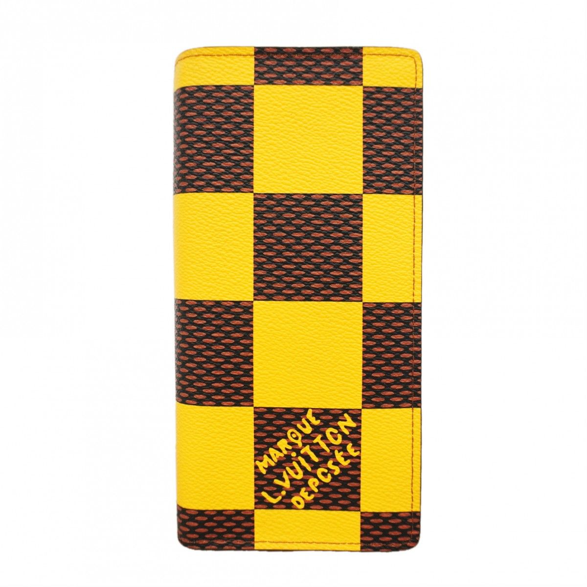 Louis Vuitton Wallet Damier Pop Portefeuille Brazza NM Yellow Brown