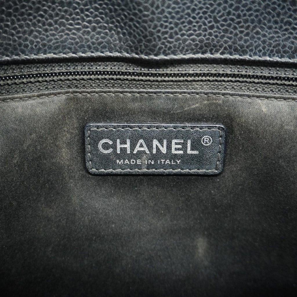 Chanel Chain Tote Quilted Caviar Leather Black Silver — view 5