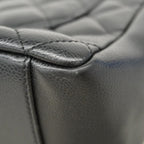 Chanel Chain Tote Quilted Caviar Leather Black Silver — view 7