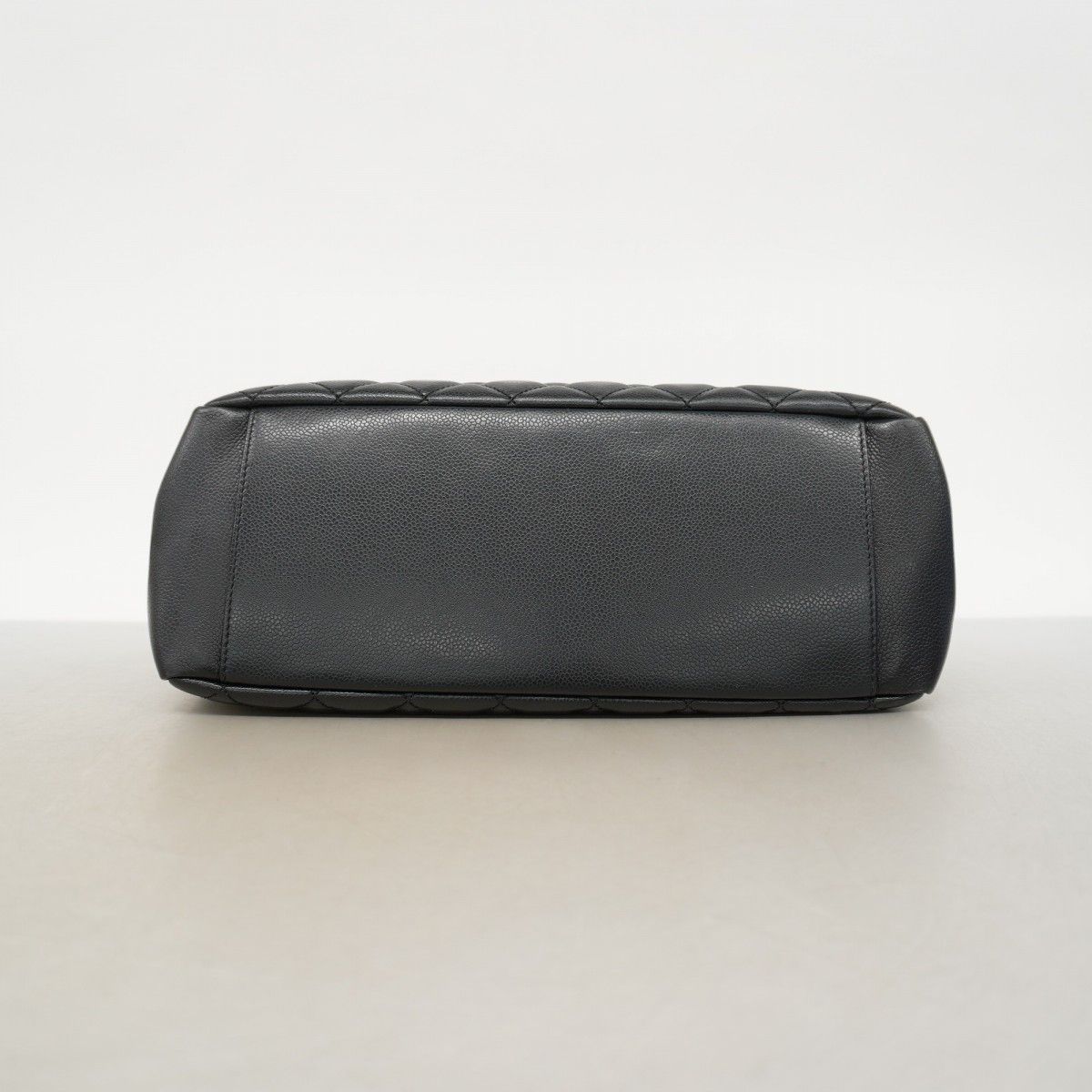 Chanel Chain Tote Quilted Caviar Leather Black Silver — view 3