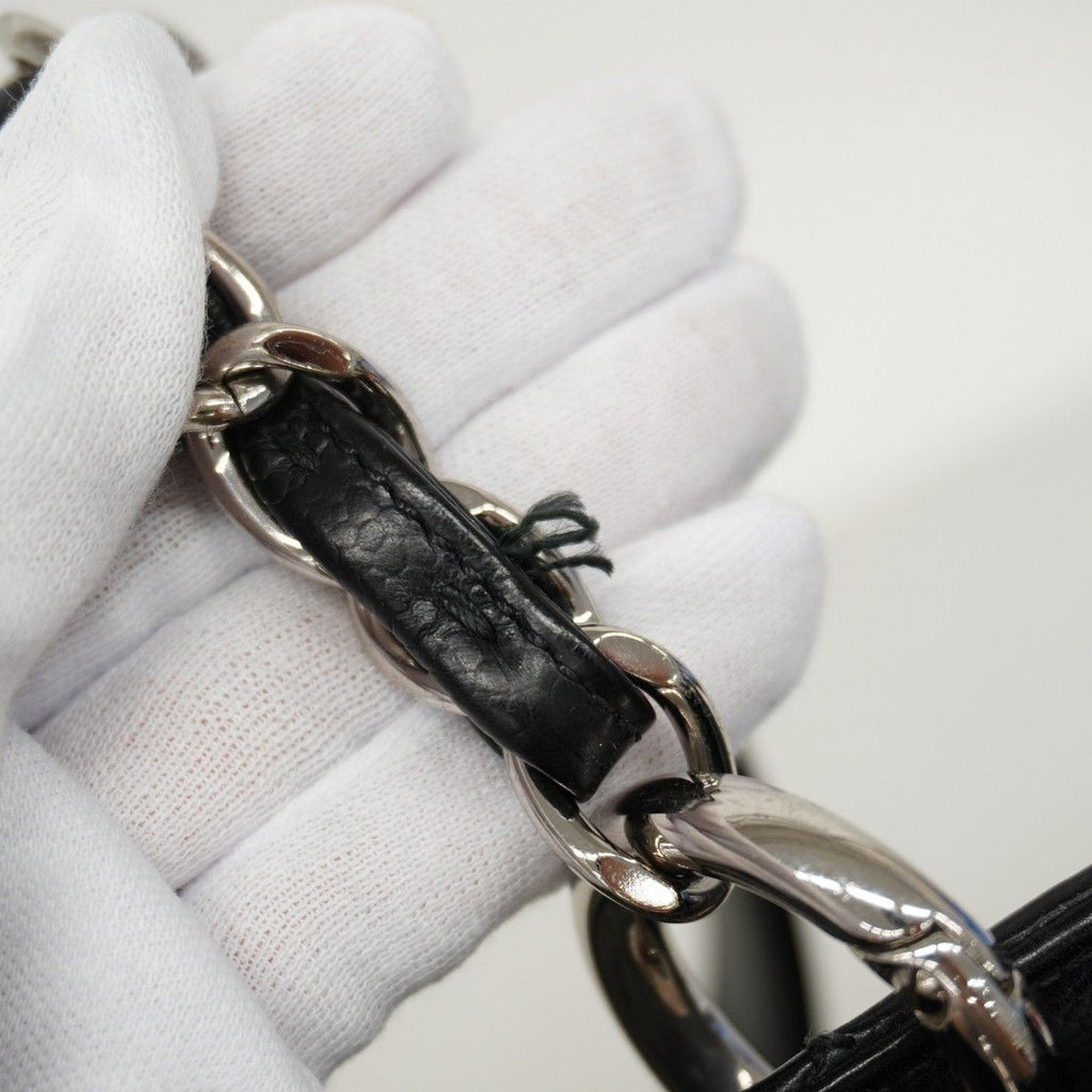 Chanel Chain Tote Quilted Caviar Leather Black Silver — view 8
