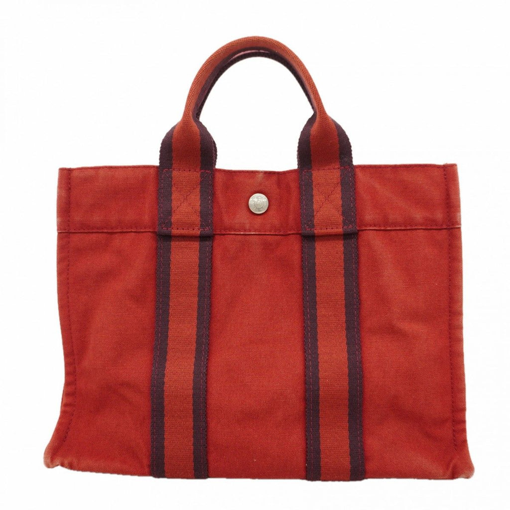 Hermes Tote Fourre Tout PM Canvas Red Silver