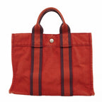 Hermes Tote Fourre Tout PM Canvas Red Silver