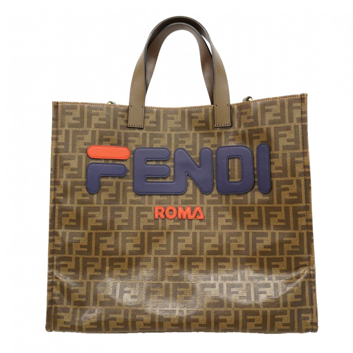 Fendi Tote Zucca Mania Fira Collaboration Brown Gold