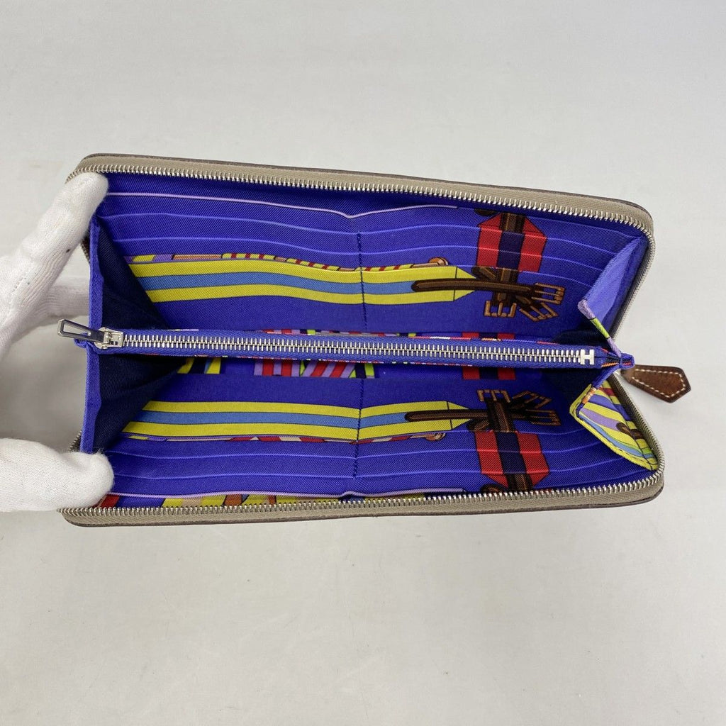 Hermes Wallet Azap Long Silk in Veau Etoupe Silver — view 3