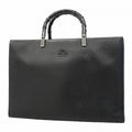 Gucci Handbag Bamboo 002 Leather Black Silver
