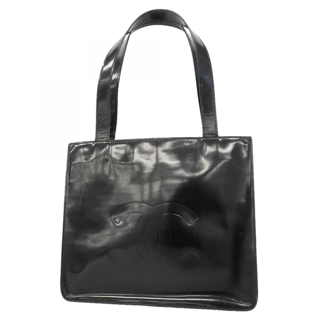 Chanel Tote Patent Leather Black Silver