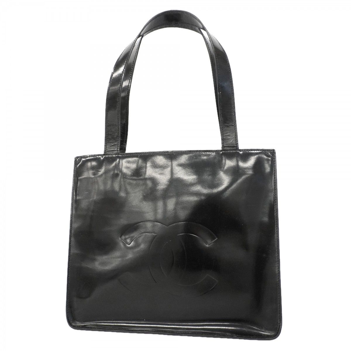 Chanel Tote Patent Leather Black Silver