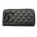 Chanel Wallet Cambon Lambskin Black Silver
