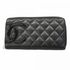 Chanel Wallet Cambon Lambskin Black Silver