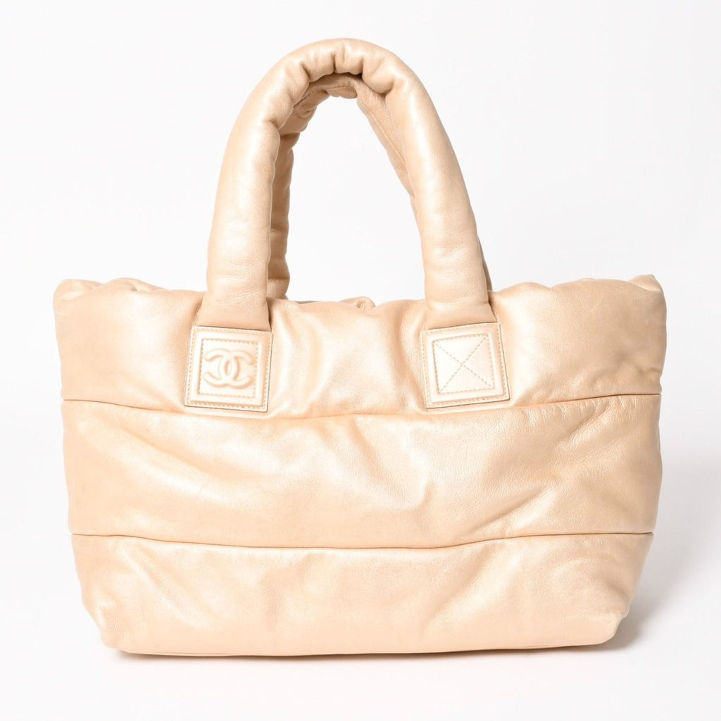 Chanel Coco Cocoon MM Tote Bag CC Logo Lambskin Gold