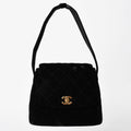 Chanel Bag CC Logo Velvet Quilted Turnlock Black Gold