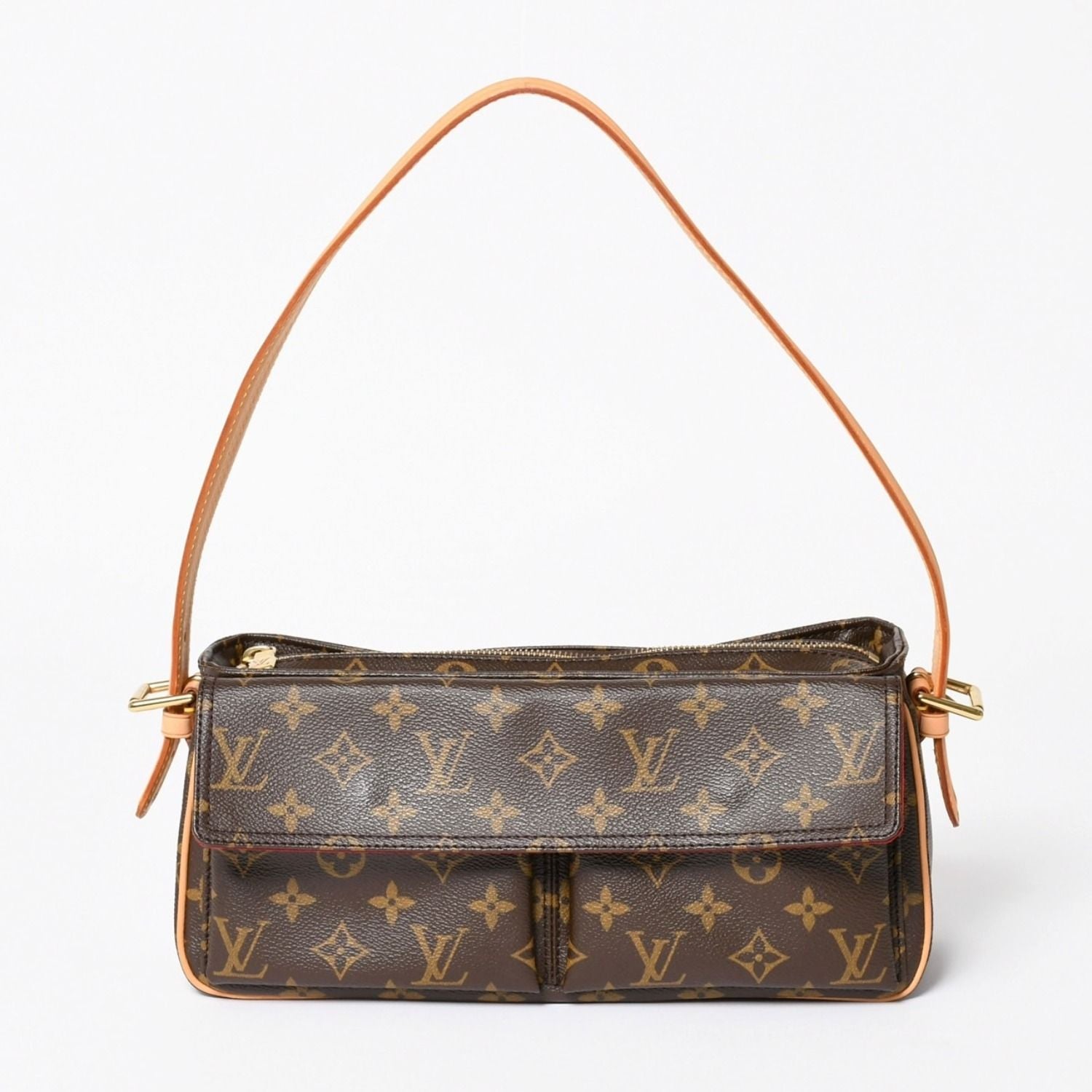 Louis Vuitton Viva-Cite MM Handbag Bag Monogram Brown Gold
